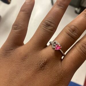Heart-Shaped Pink Gemstone Ring